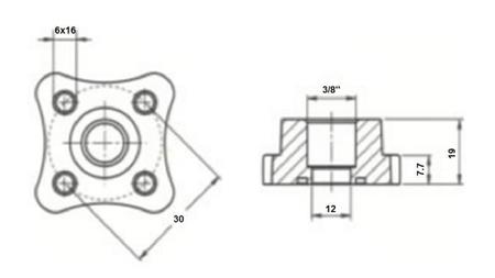 PIPE CONNECTOR 3/8 - STRAIGHT FLANGE fi 30