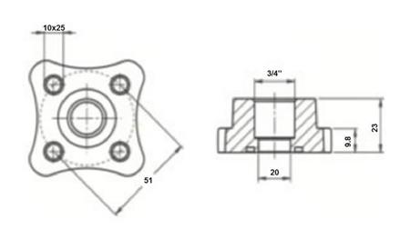HOSE CONNECTOR 3/4 - FLAT FLANGE fi 50