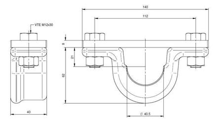 SUPPORT FOR TELESCOPIC CYLINDERS Dia.40-A