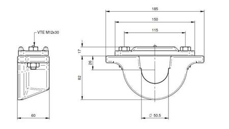 SUPORT PENTRU CILINDRU TELESCOPIC FI50-A