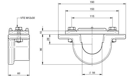 SUPPORT FOR TELESCOPIC CYLINDERS Dia.55-A