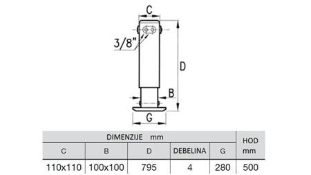 HYDRAULIC LEG TWO-WAY 5.2 TON 500mm