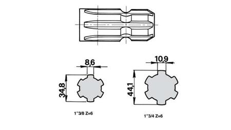 PTO SHAFT EXTENSION WITH PIN from 1”3/8  to 1”3/4