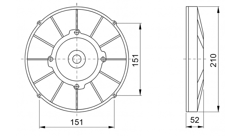 AXIÁLNY VENTILÁTOR 190MM TLAČENIE 12V