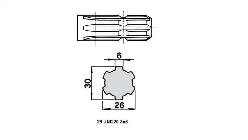 PTO SHAFT EXTENSION 1''3/8 -26 uni 220