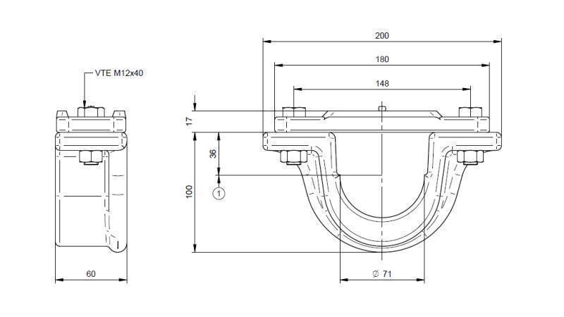 SUPPORT FOR TELESCOPIC CYLINDERS Dia.70-A