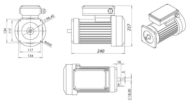 MOTOR DE REEMPLAZO PARA AGREGADO HIDRÁULICO 230V 0.75kW
