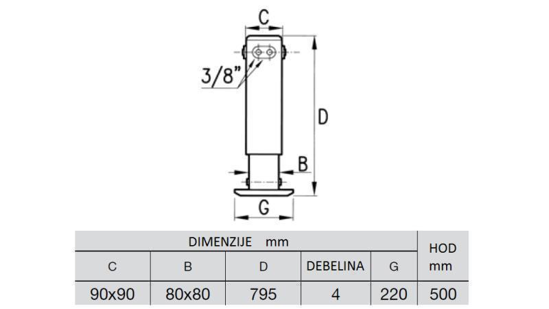 HYDRAULIC PARKING JACK DOUBLE ACTING 3,8 TON 400mm