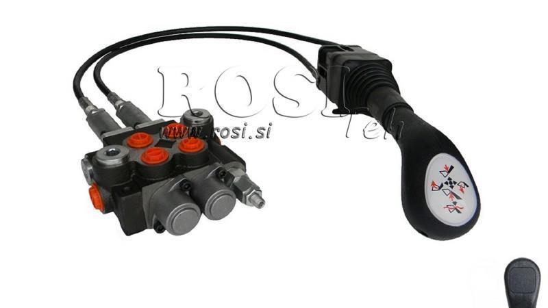 JOYSTICK  WITHOUT BUTTON WITH BRAIDED CABLE 1,5 met. AND HYDRAULIC VALVE 2xP40 lit.