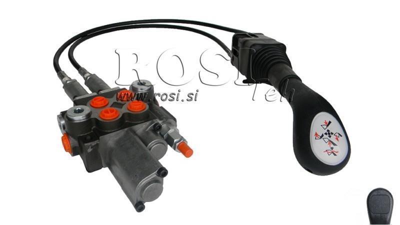 JOYSTICK  WITHOUT BUTTON WITH BRAIDED CABLE 2,5 met. AND HYDRAULIC VALVE 2xP40 lit.+ FLOATING
