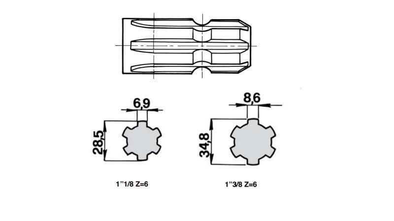 PTO SHAFT EXTENSION WITH PIN from 1”3/8  to 1”1/8