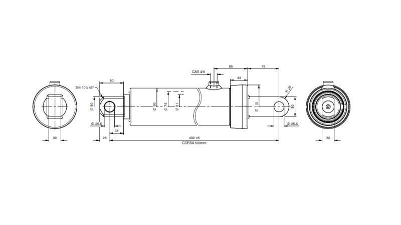 TELESCOPIC CYLINDER FOR PLOW 2 EXTENSIONS