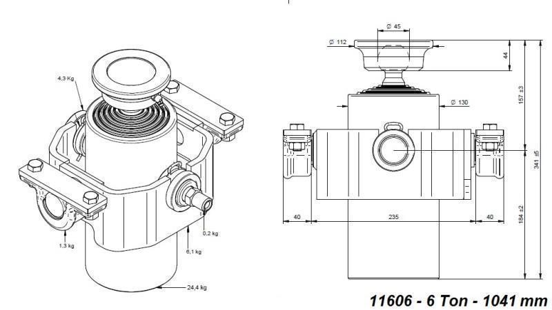 TELESKOPSKI CILINDAR COMPACT 6 STUPNJA 1041mm x125 -KUGLA