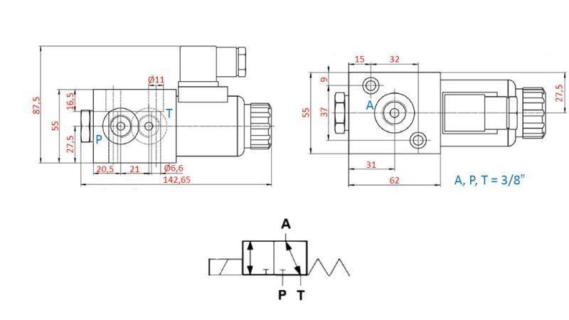 3 WAY VALVE 3/8 24V - 50lit