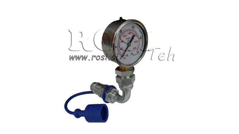 TRAKTOR HYDRAULIKPRÜFANSCHLUSS MIT MANOMETER WINKEL 0 - 250 BAR